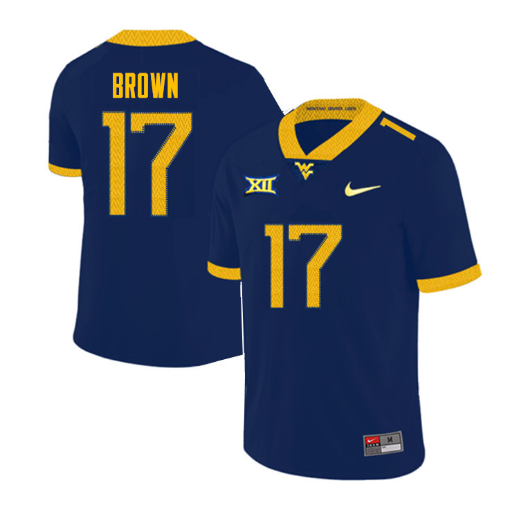 NCAA Men's Sam Brown West Virginia Mountaineers Navy #17 Nike Stitched Football College Authentic Jersey ZL23C70CE